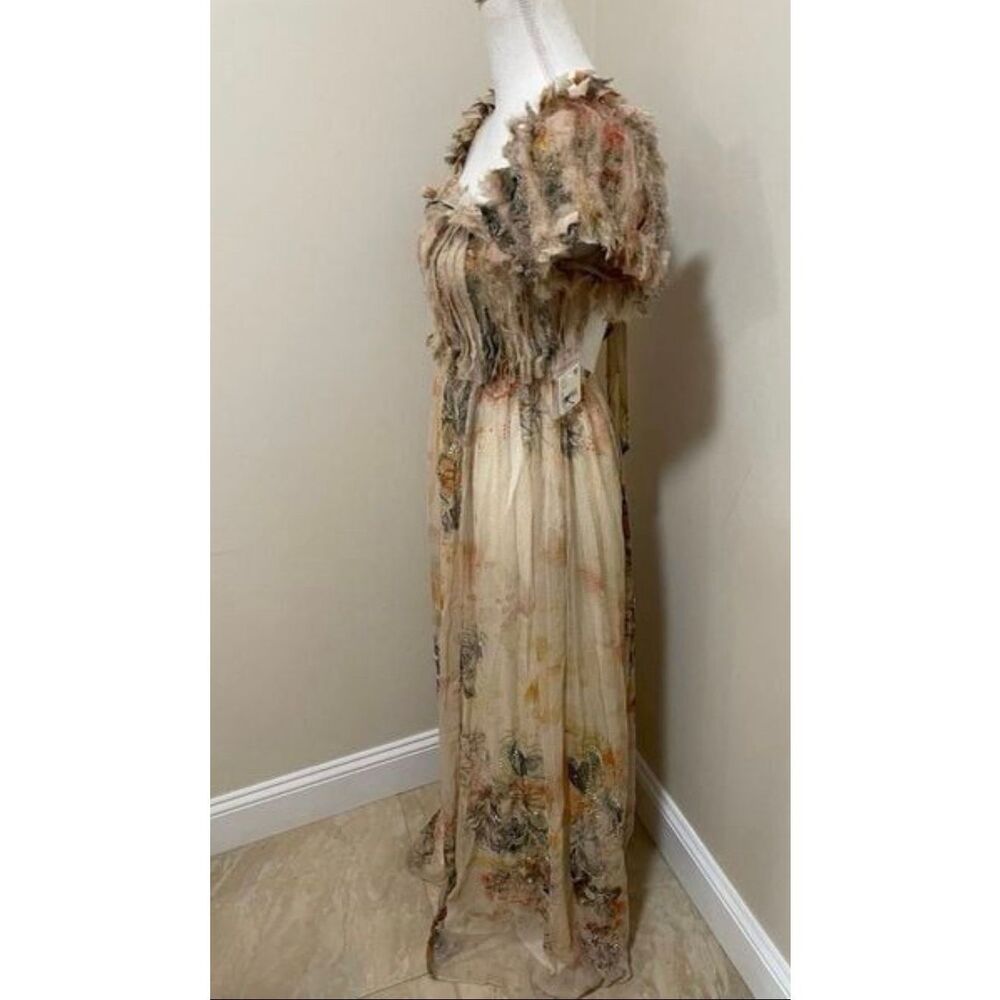 NWT Free People Irina Embellished Raw Edges Floral print Vintage Dress size L Re - Picture 6 of 10
